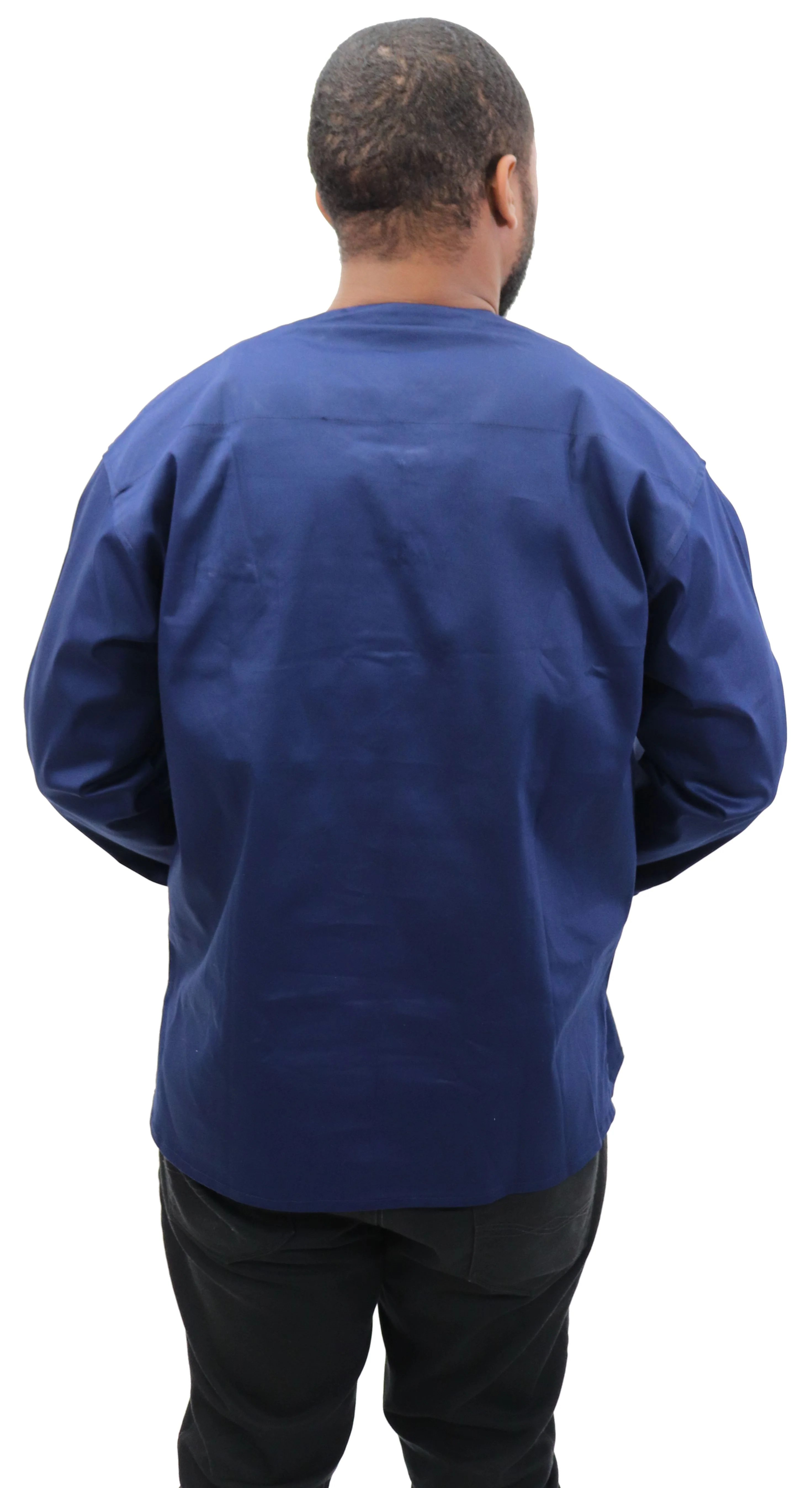 Long Sleeved Polo Style Shirt w/ Woven Kente - 001 - Image 3