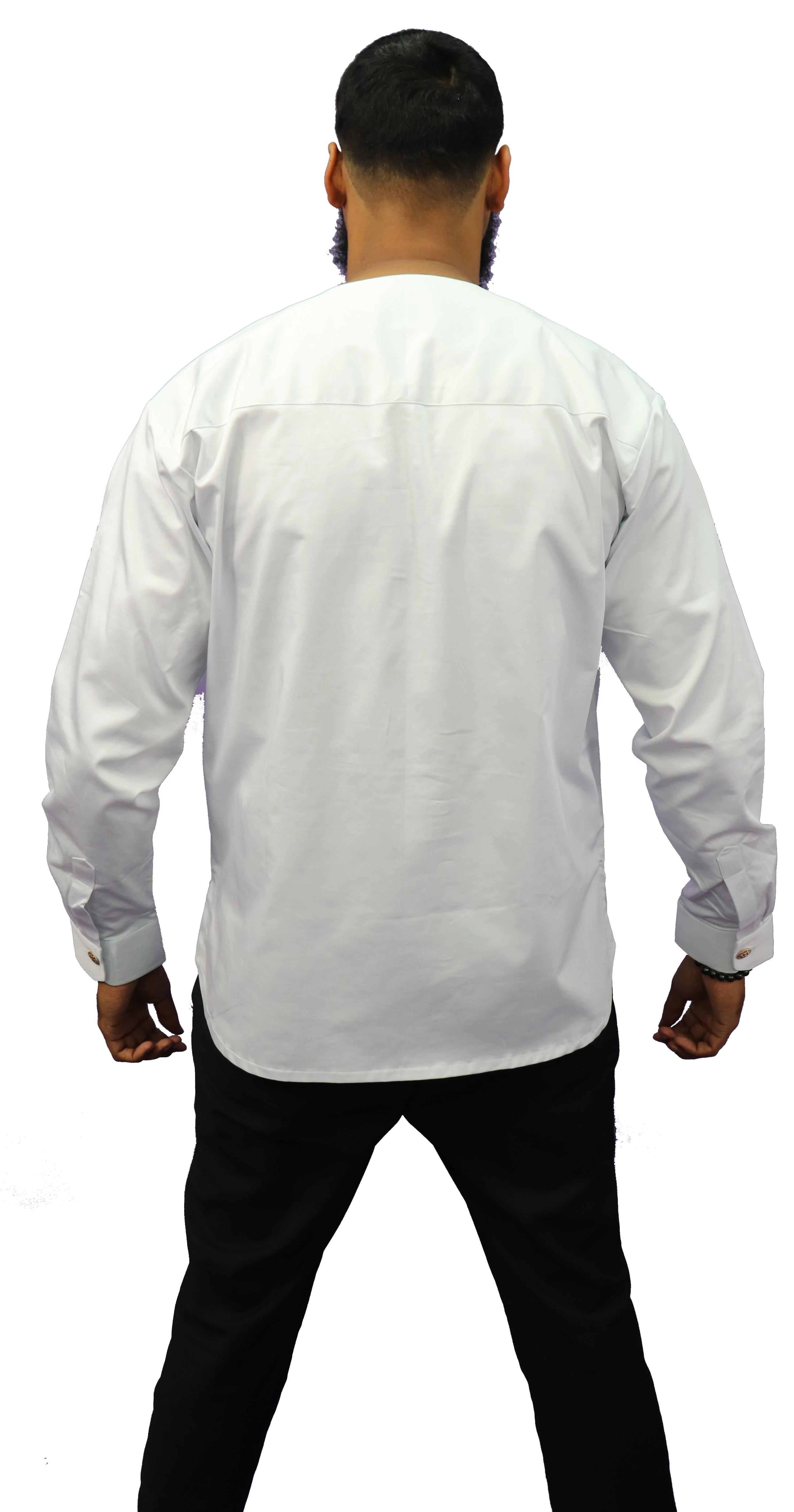 Long Sleeved Polo Style Shirt w/ African Print - 02 - Image 3