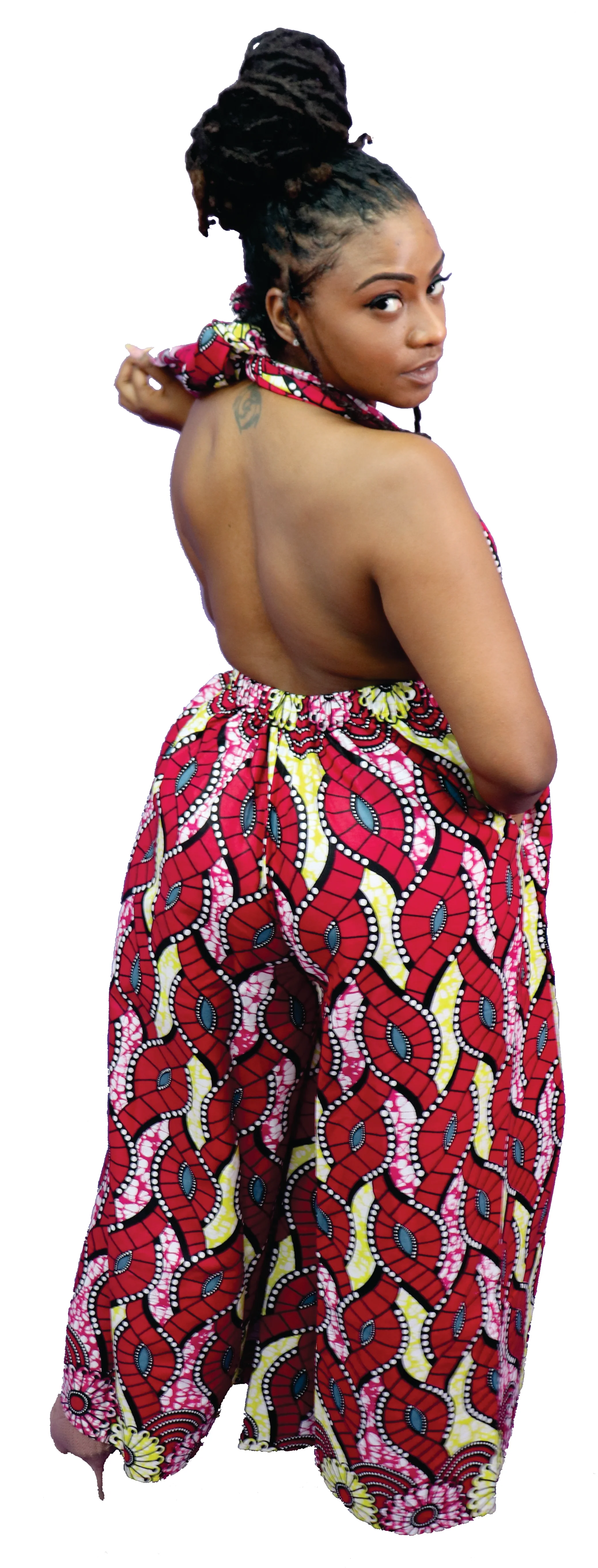 Wide Legged Pants Suit w/ Wrap-up Top - Image 3